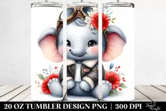 Smiling Baby Elephant in Aviator Suit | 20 Oz Tumbler Product Image 2