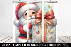 Santa Behind Gift Box Clipart 20 Oz Tumbler Product Image 2
