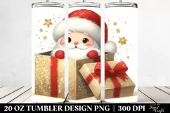Cute Santa Behind Glittery Gift Box, 20 Oz Tumbler Product Image 2