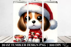 Cute Beagle with Santa Hat, Watercolor 20 Oz Tumbler Product Image 2