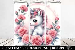 Cute Baby Unicorn with Carnation Frame from | 20 oz Tumbler Product Image 2
