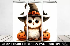 Watercolor Halloween Owl 20 Oz Tumbler Product Image 2