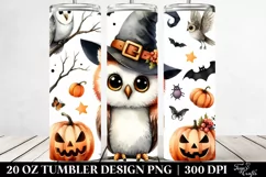 Owl Haloween Clipart, Digital 20 Oz Tumbler Product Image 2