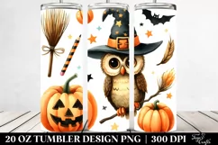 Owl Haloween Clipart, Digital 20 Oz Tumbler Product Image 2