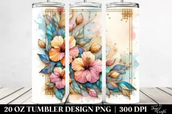 Abstract Pastel Stained Hibiscus, 20 Oz Tumbler Product Image 2