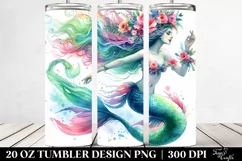 Mermaid Floral Wreath | 20 oz Tumbler Product Image 2