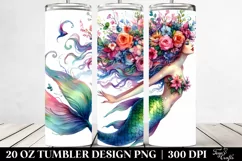 Mermaid Floral Wreath | 20 oz Tumbler Product Image 2