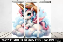 Cute Baby Unicorn with Cowboy Hat Cloud from | 20 oz Product Image 2