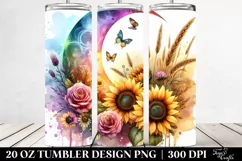 Colorful Half Moon with Sunflowers | 20 oz Tumbler Product Image 2
