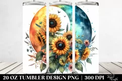 Colorful Half Moon with Sunflowers | 20 oz Tumbler Product Image 2