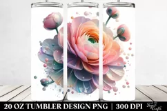 Shiny Ranunculus with Clipart 20 Oz Tumbler Product Image 2
