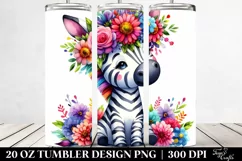 Cute Zebra Flower Crown | 20 oz Tumbler Product Image 2