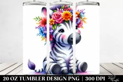 Cute Zebra Flower Crown | 20 oz Tumbler Product Image 2