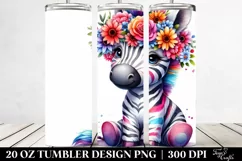 Cute Zebra Flower Crown | 20 oz Tumbler Product Image 2