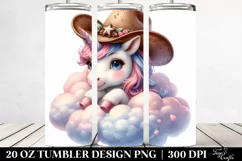 Cute Baby Unicorn with Cowboy Hat Cloud from | 20 oz Product Image 2