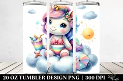Cute Baby Unicorn with Beachwear Cloud from | 20 oz Tumbler Product Image 2