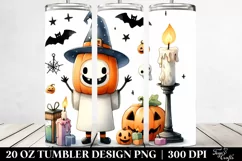 Watercolor Style Simple Funny Halloween Clipart with Candle, Product Image 2