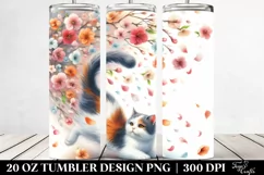 Cat with Spring Petals Tumbling | 20 Oz Tumbler Product Image 2