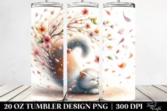 Cat with Spring Petals Tumbling | 20 Oz Tumbler Product Image 2