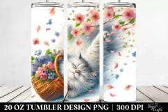 Cat with Spring Petals Tumbling | 20 Oz Tumbler Product Image 2