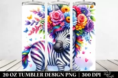 Cute Zebra with Flower Crown, Transparent 20 Oz Tumbler Product Image 2