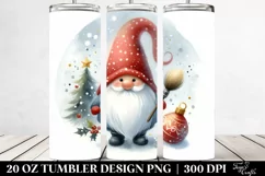 Simple Christmas Gnome Watercolor | 20 oz Tumbler Product Image 2