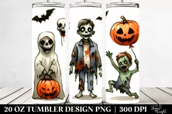Zombie Haloween Clipart, Digital 20 Oz Tumbler Product Image 2