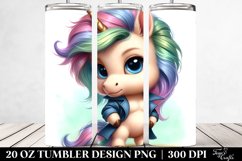 Cute Baby Unicorn as Johny Bravo | 20 Oz Tumbler Product Image 2