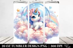 cute Baby Unicorn in Lofty Cloud | 20 Oz Tumbler Product Image 2