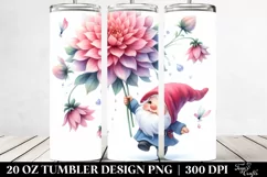 Floating Gnome with Large Dahlia | 20 Oz Tumbler Product Image 2