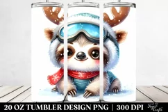 Enthusiastic Sloth with Reindeer Horns 20 Oz Tumbler Product Image 2