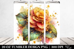 20 Oz Tumbler Sublimation | Shiny Golden Watercolor Begonia Product Image 2