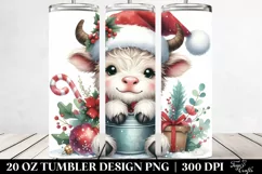 Whimsical Highland Cow with Santa Hat 20 Oz Tumbler Product Image 2