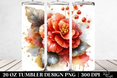 20 Oz Tumbler Sublimation | Shiny Golden Watercolor Begonia Product Image 2