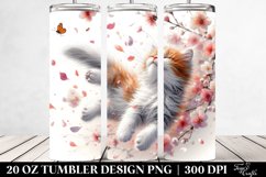 Cat with Spring Petals Tumbling | 20 Oz Tumbler Product Image 2