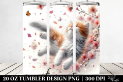 Cat with Spring Petals Tumbling | 20 Oz Tumbler Product Image 2