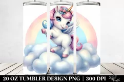 Dancing Unicorn in Pastel Clouds | 20 Oz Tumbler Product Image 2