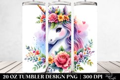 Baby Unicorn Floral Tumbler | 20 oz Tumbler Product Image 2