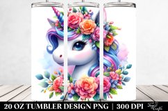 Baby Unicorn Floral Tumbler | 20 oz Tumbler Product Image 2