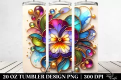 20 Oz Tumbler Sublimation | Glossy Colorful Watercolor Pansy Product Image 2