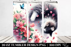 Cat with Spring Petals Tumbling | 20 Oz Tumbler Product Image 2
