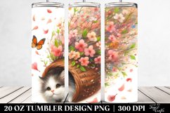 Cat with Spring Petals Tumbling | 20 Oz Tumbler Product Image 2