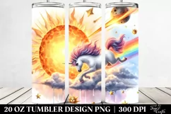 Cute Unicorn Diving from Meteor | 20 Oz Tumbler Product Image 2