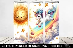 Cute Unicorn Diving Meteor | 20 Oz Tumbler Product Image 2