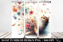 20 Oz Tumbler Sublimation | Watercolor Pastel Cat Tumbling Product Image 2