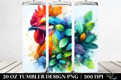 Vibrant Watercolor Chicken. 20 Oz Tumbler Design Product Image 2