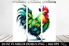 Vibrant Watercolor Chicken. 20 Oz Tumbler Design Product Image 2