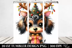 Expressive Dachshund with Reindeer Horns 20 Oz Tumbler Product Image 2