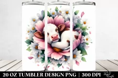 Sleeping Cow in Flower Petals | 20 Oz Tumbler Product Image 2