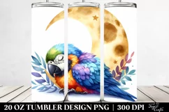 Colorful Macaw on Moon | 20 Oz Tumbler Product Image 2